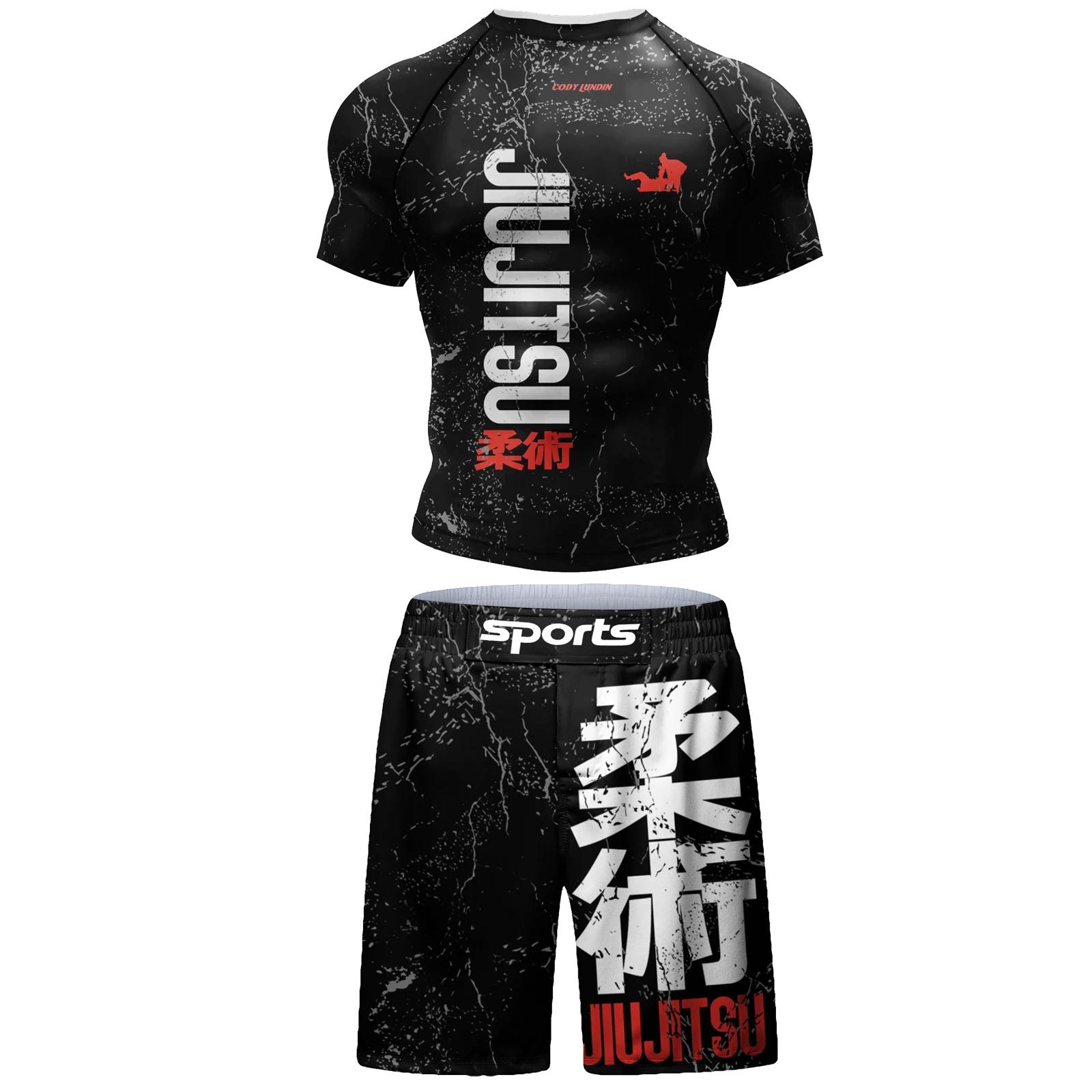 MMA Compression vêtements de Fitness hommes Jiu Jitsu Rashguard Sportsuit Muay Thai MMA Shorts anti-