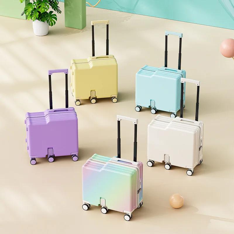 Valises de voyage compactes 18/20 pouces pour enfants, valise à roulettes multifonctionnelle en ABS+