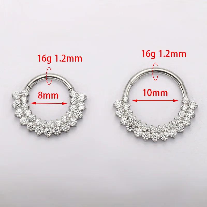ASTM F136 titane Clicker Septum nez anneau Piercing CZ Daith boucle d'oreille cerceau avant face art