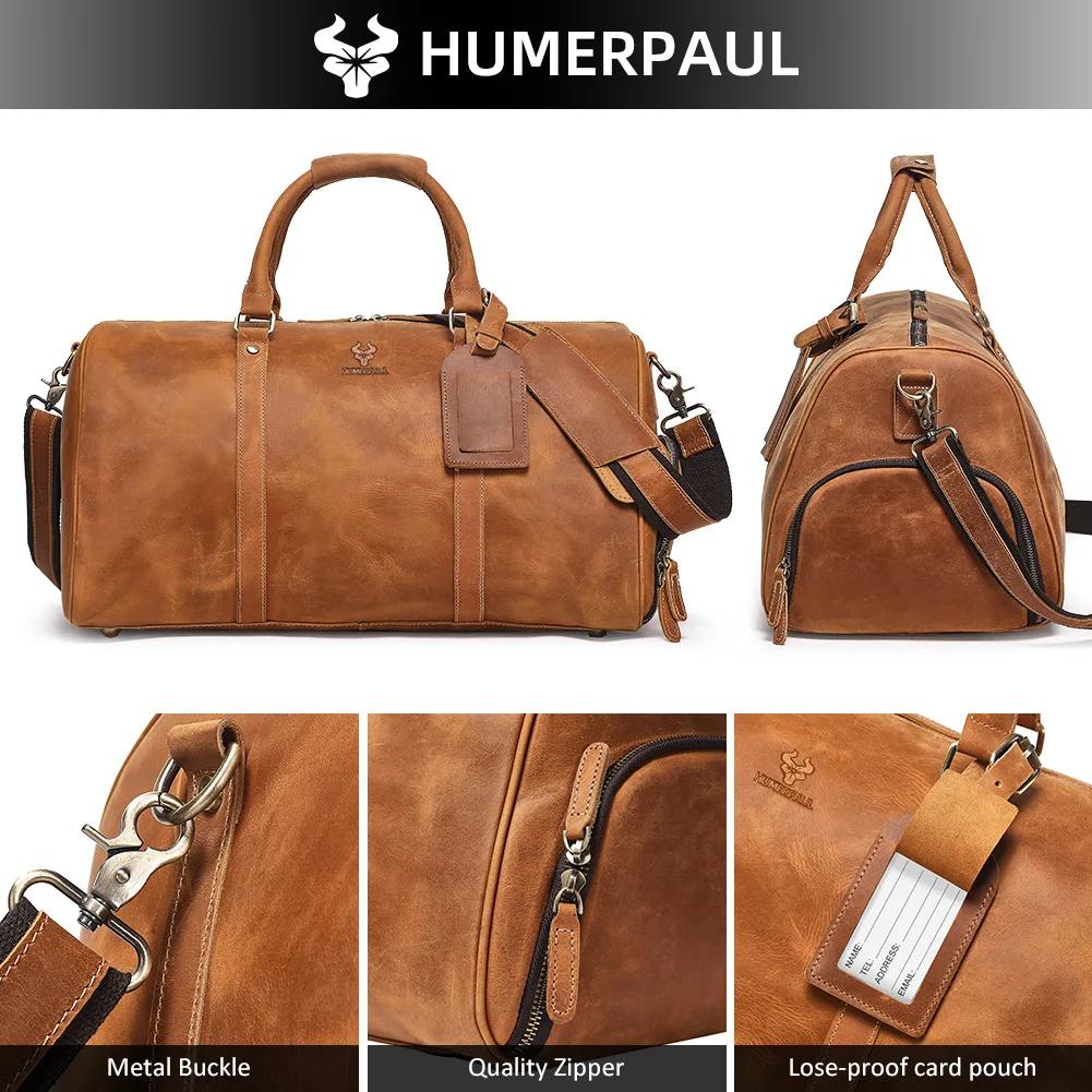Sac de sport en cuir Crazy Horse pour hommes, sac de voyage de grande capacité pour ordinateur porta