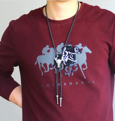 Tête de taureau réglable cinq étoiles Cowboy occidental Bolo cravate Rodeo danse cravate Faux cuir p