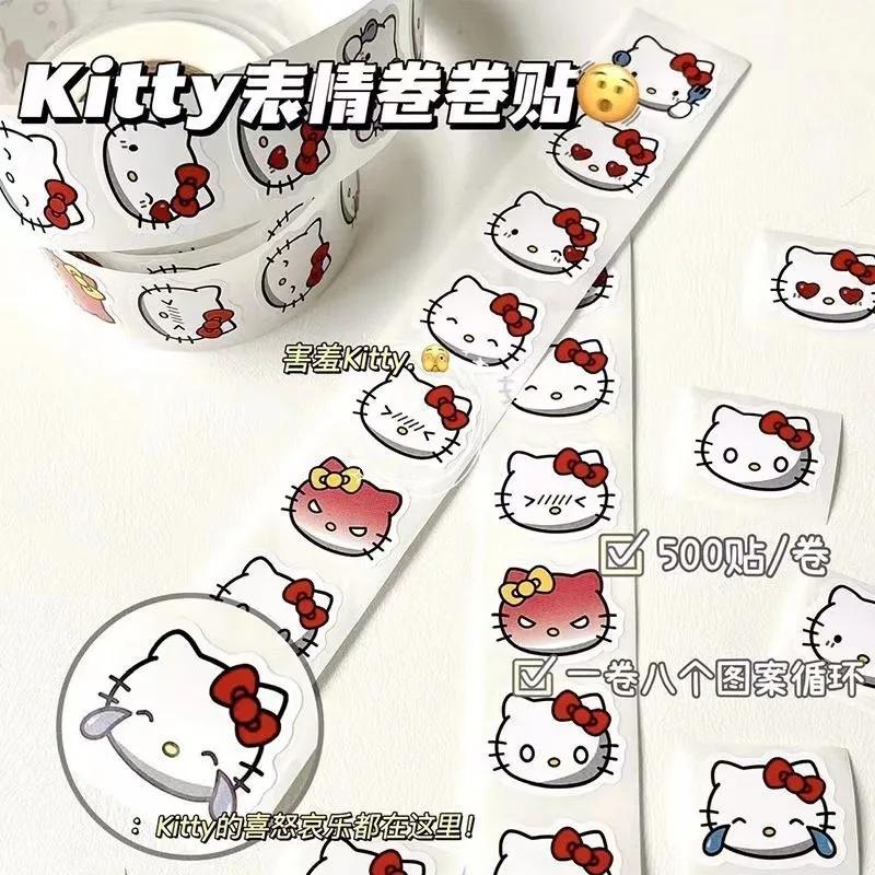 Rouleau d'autocollants Graffiti de dessin animé Kitty Cat, 500 pièces/rouleau, bricolage, téléphone,