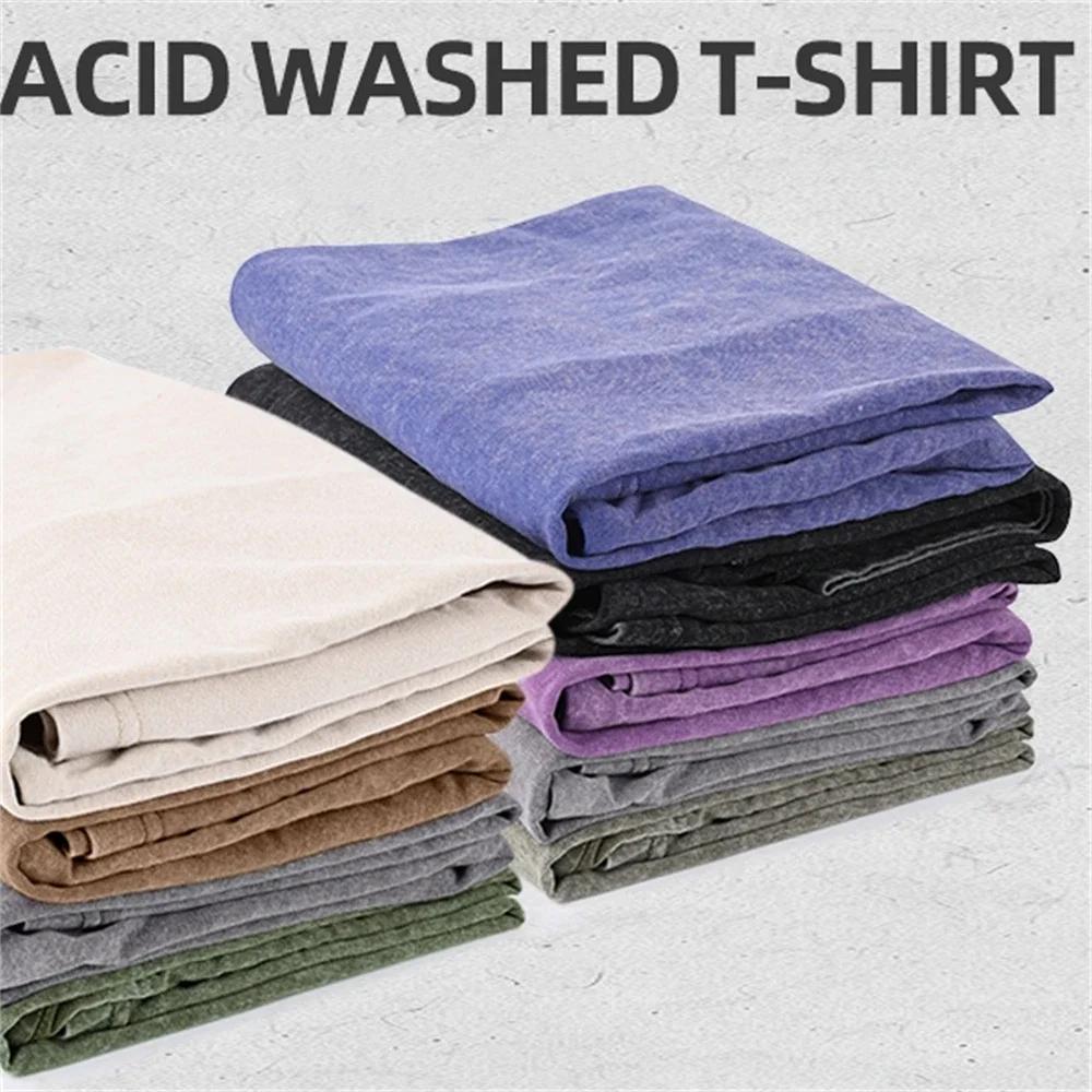 T-shirts en coton et lin pour hommes, lot de 5, style rétro, coupe ample, streetwear, col rond, coul