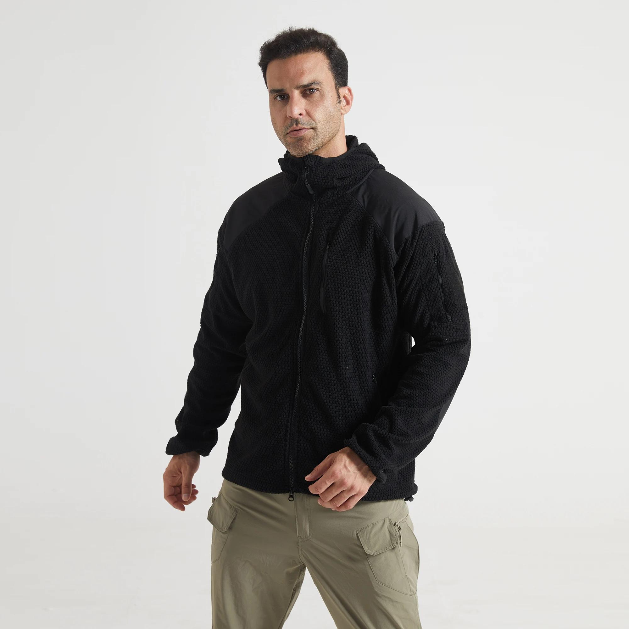 Veste tactique militaire en polaire pour homme, coupe-vent thermique à col montant, manteau de sport