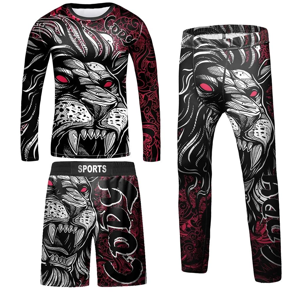Rashguard-T-shirt et pantalon Jiu Jitsu pour enfants, vêtements de sport pour garçons, herbe grappin
