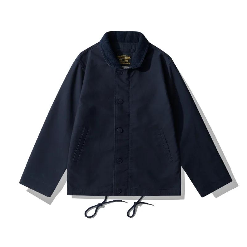 JUNGLE CROSS 11.5oz OKONKWO Veste De Pont N-1 Marine Veste Col Montant Manteau Amekaji 100% Coton Au