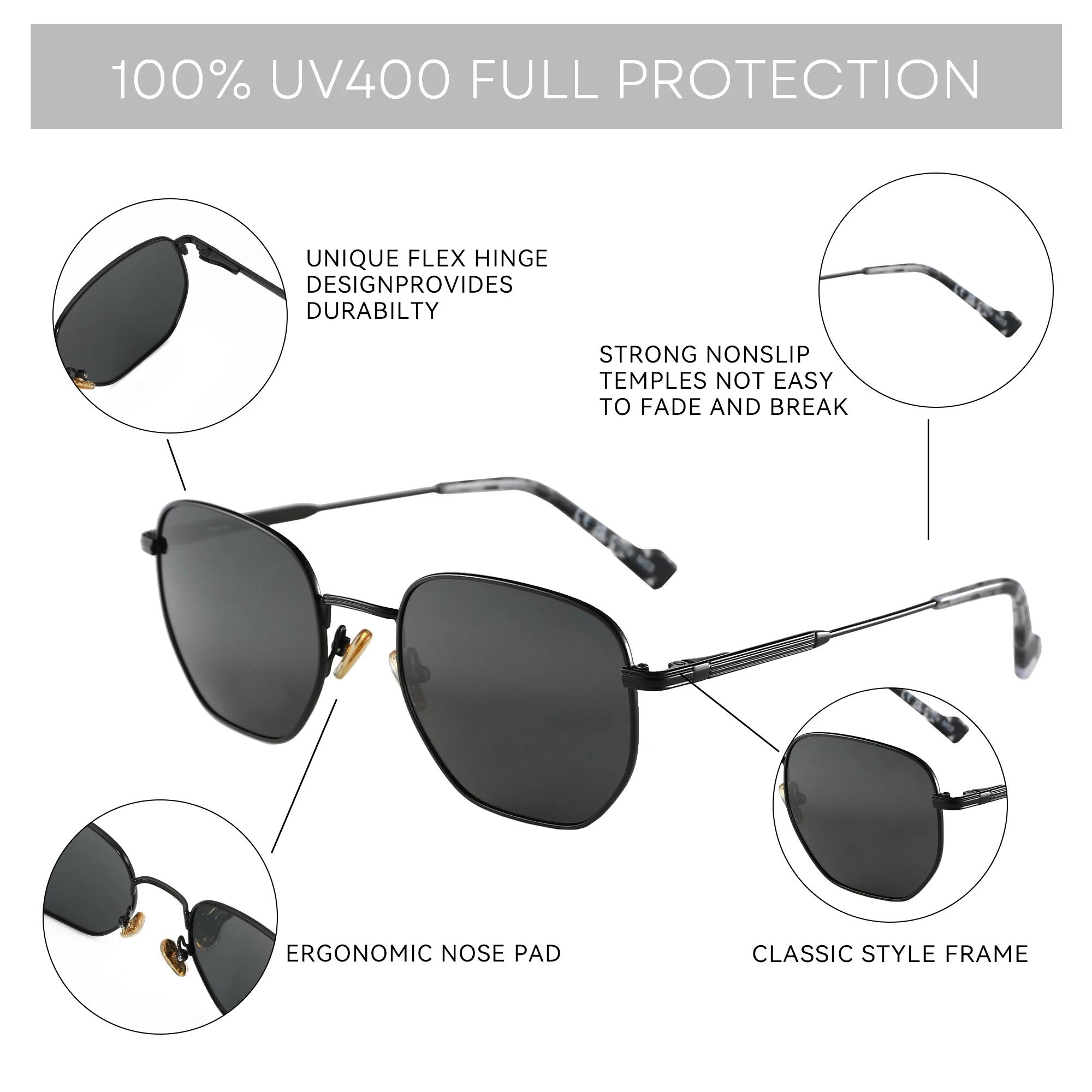 ZENOTTIC Lunettes de soleil polarisées à géométrie hexagonale tendance pour hommes et femmes, lunett