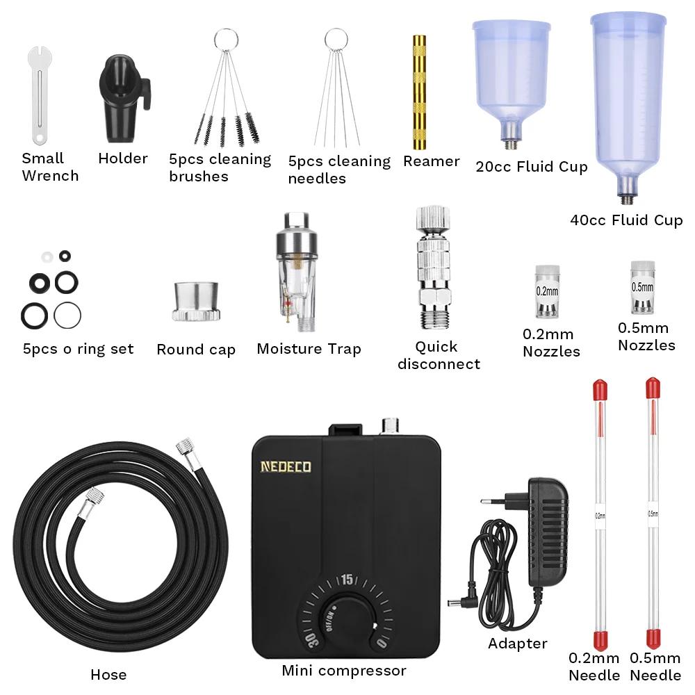 Aérographe à double Action avec Kit de compresseur d'arrêt automatique 30psi, pistolet de pulvérisat