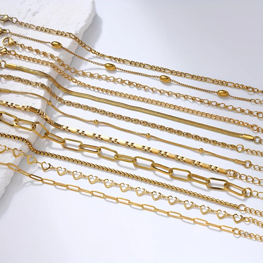 Ensemble de bracelets en acier inoxydable pour femmes, ensemble de bijoux élégant pour femmes, adapt