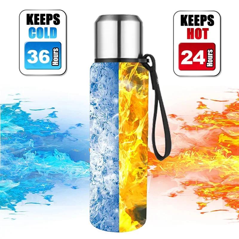 Bouteille Thermos en acier inoxydable 304, flacon sous vide de grande capacité, gobelet isolé avec c