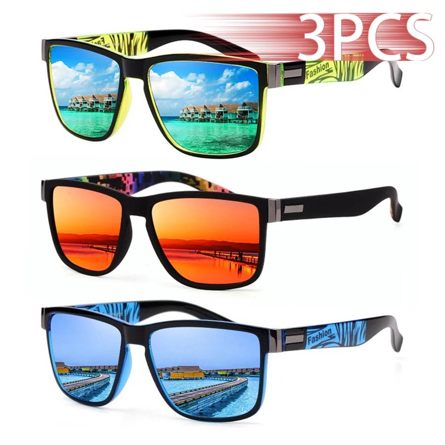Lunettes de soleil carrées classiques UV400 pour hommes et femmes, 3 pièces, pour la conduite, la pê