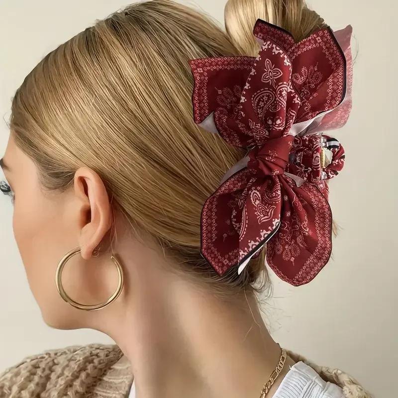 Pince à cheveux double face fleur de cajou, nœud papillon, décodage, vacances d'été, mode, amour, sa