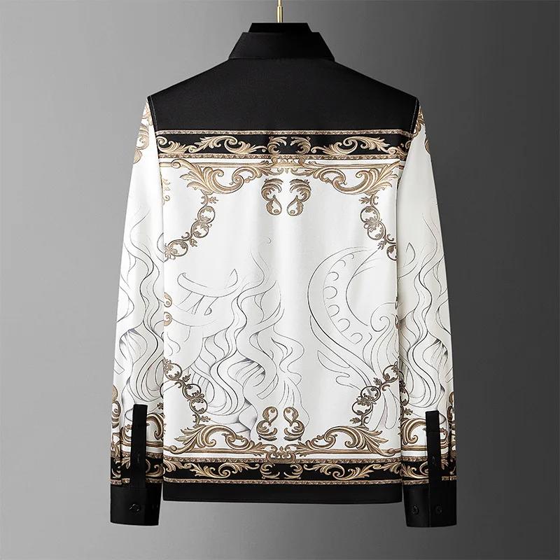 Chemise de Style palais de marque pour hommes, coupe cintrée, chemises sociales décontractées, haute