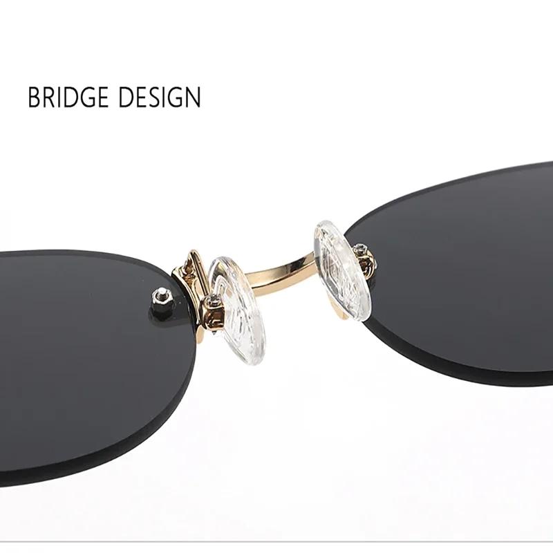 Lunettes de soleil ovales sans cadre, nouvelles lunettes de soleil rétro, tendance, Style Concave, H