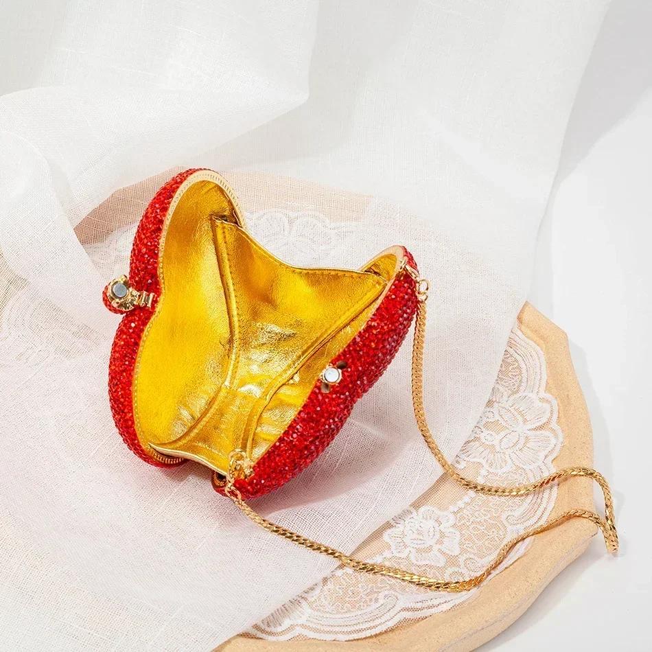Alizekerr-Sacs de soirée en cristal en forme de cœur pour femmes, petite pochette en biscuits chic, 