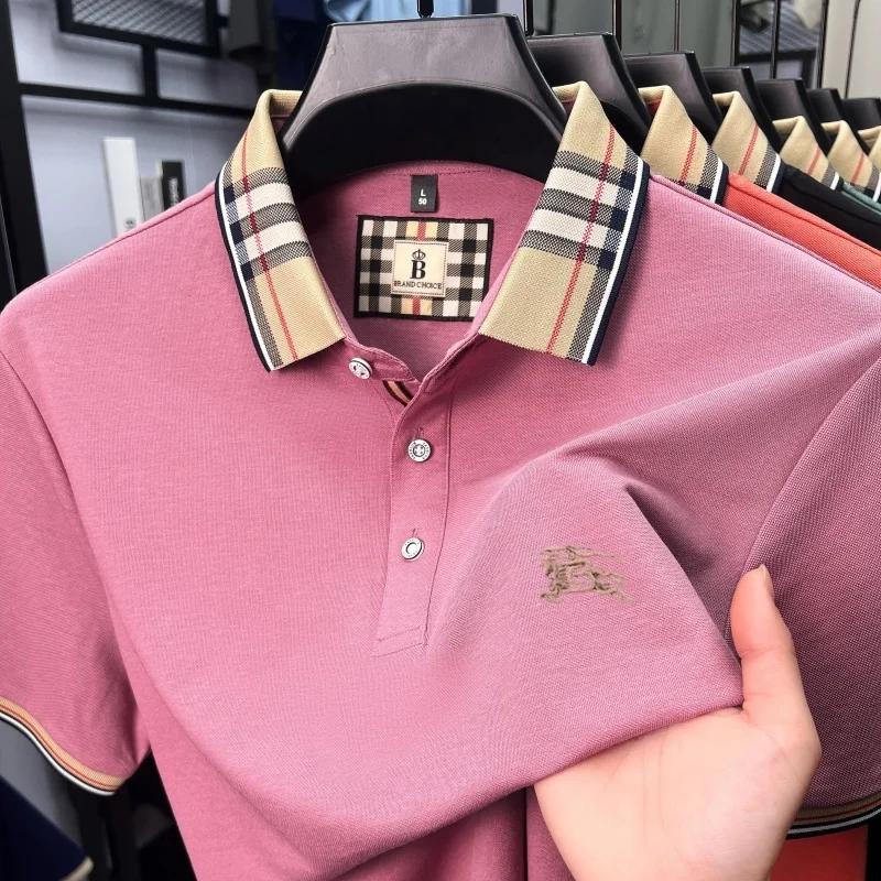 Luxe marque soie coton manches courtes polo shirt mode Paul pony broderie hommes t - shirt été confo