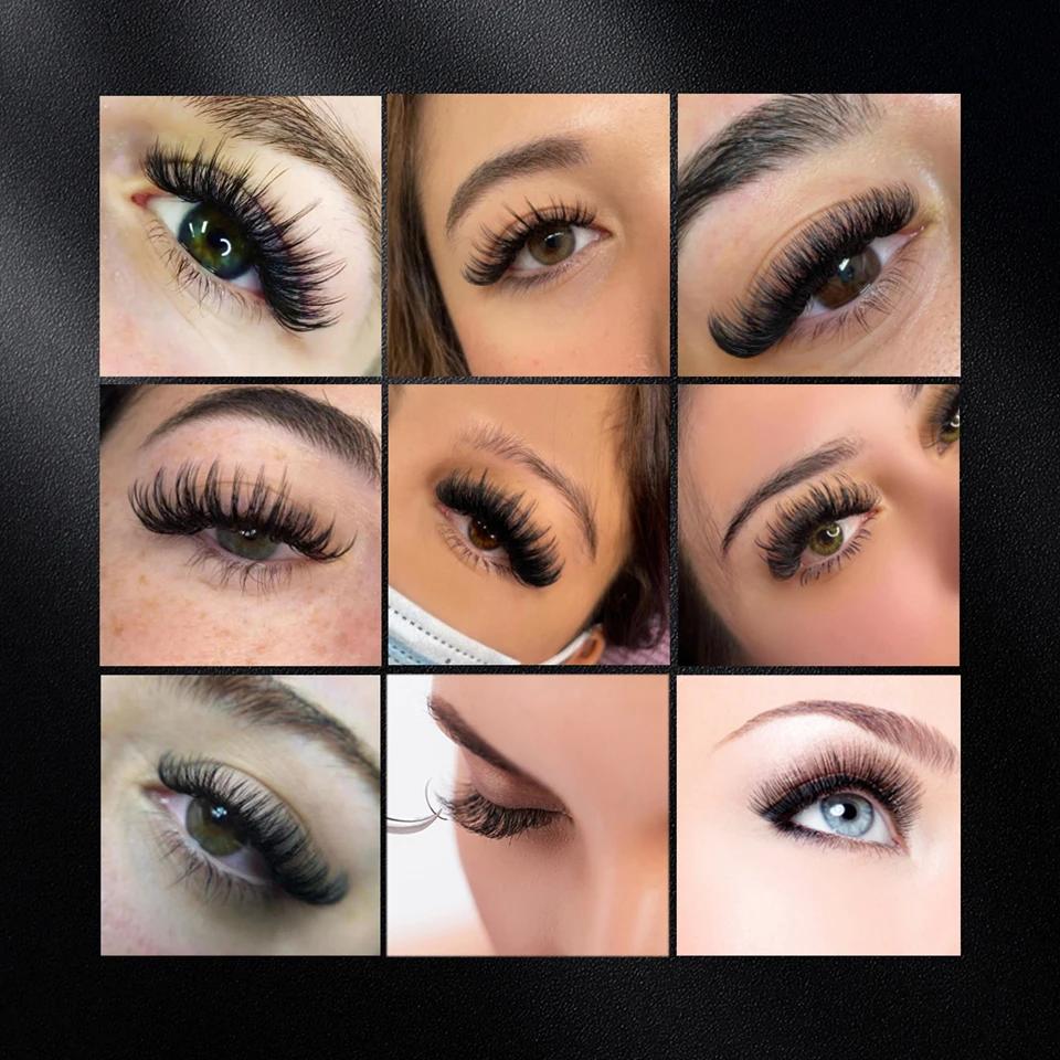 Lot de 10 plateaux d'extensions de cils en cachemire, noir mat, volume individuel, 5-25mm, 0.03 0.05