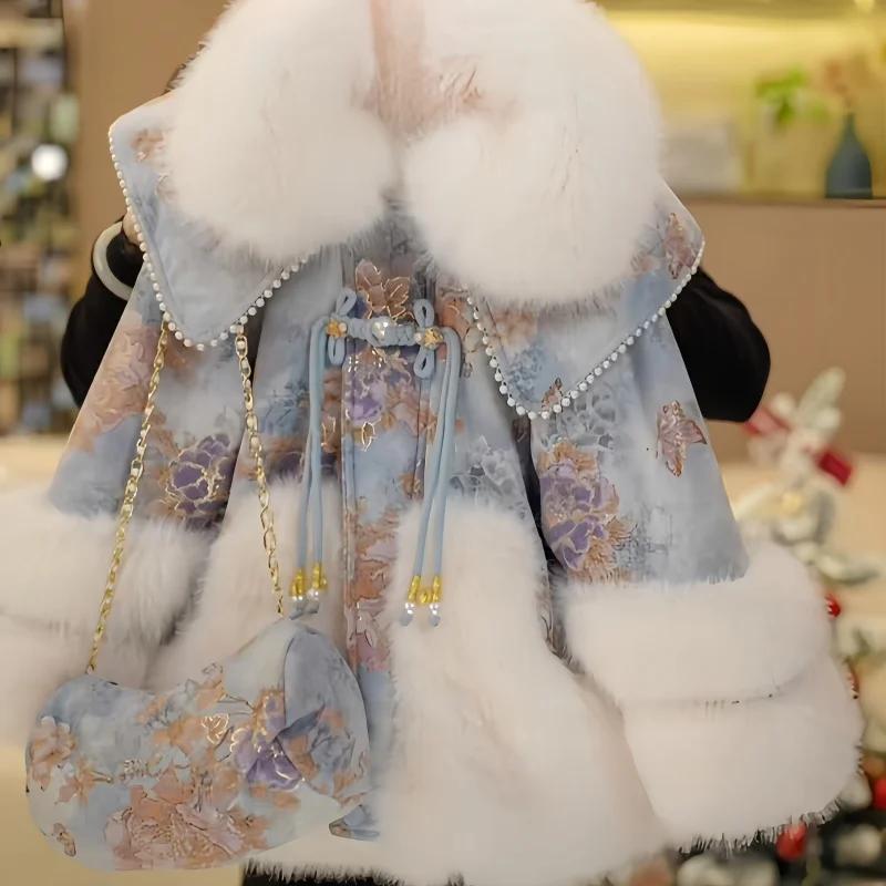 2025 hiver adolescentes chaud fausse fourrure veste rétro vêtements d'extérieur patchwork jacquard m