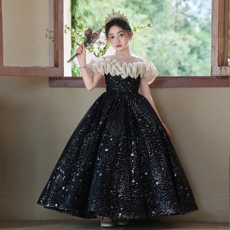 Robe de soirée formelle de princesse pour filles, idéale pour les fêtes d'anniversaire, les concours