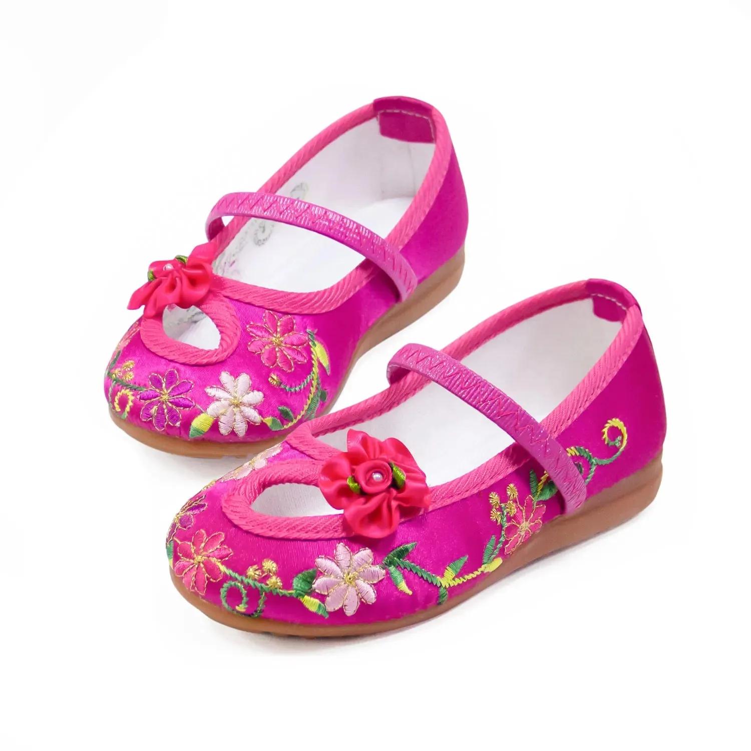 Filles broderie chaussures florales Encanto Mirabel princesse chaussures bébé Vintage ballerines con