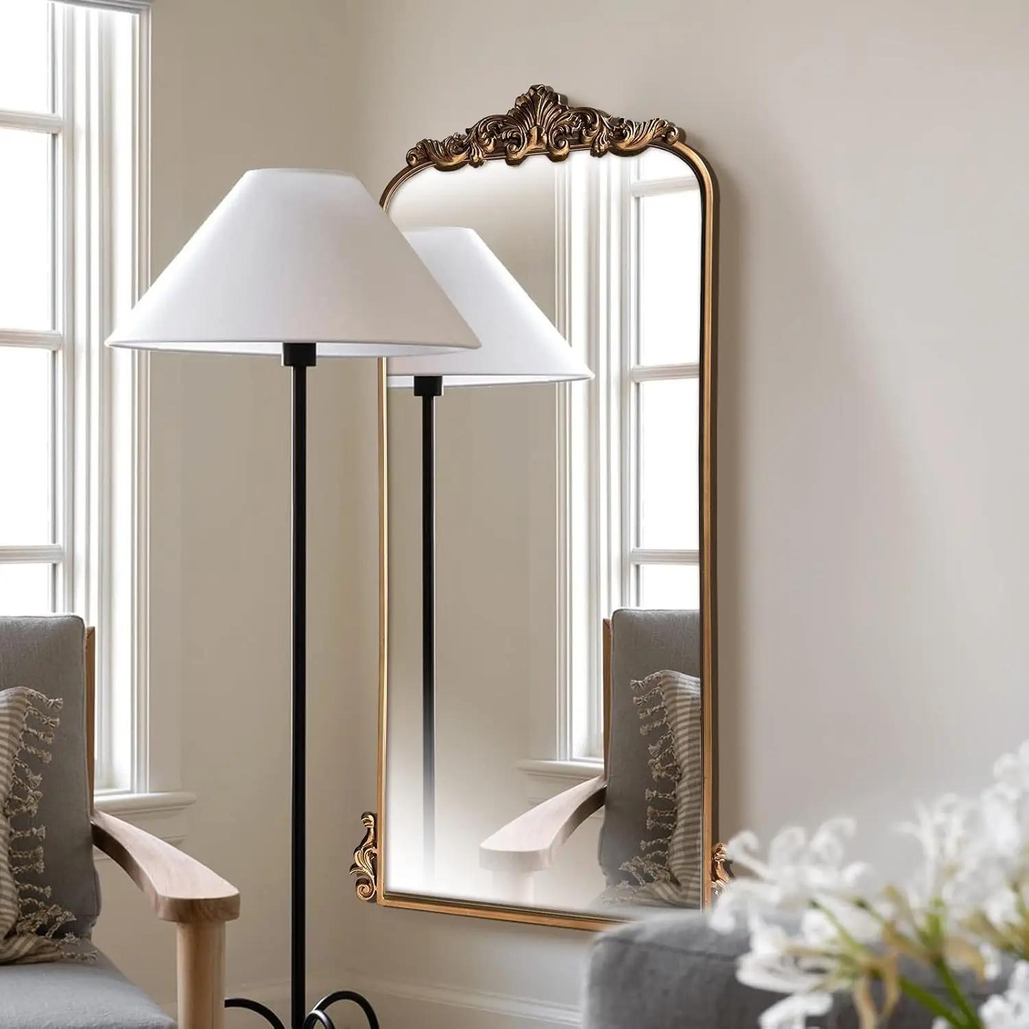 Miroir de maquillage vintage français sculpté, mural ou sur pied, pour dressing, de luxe léger, plei