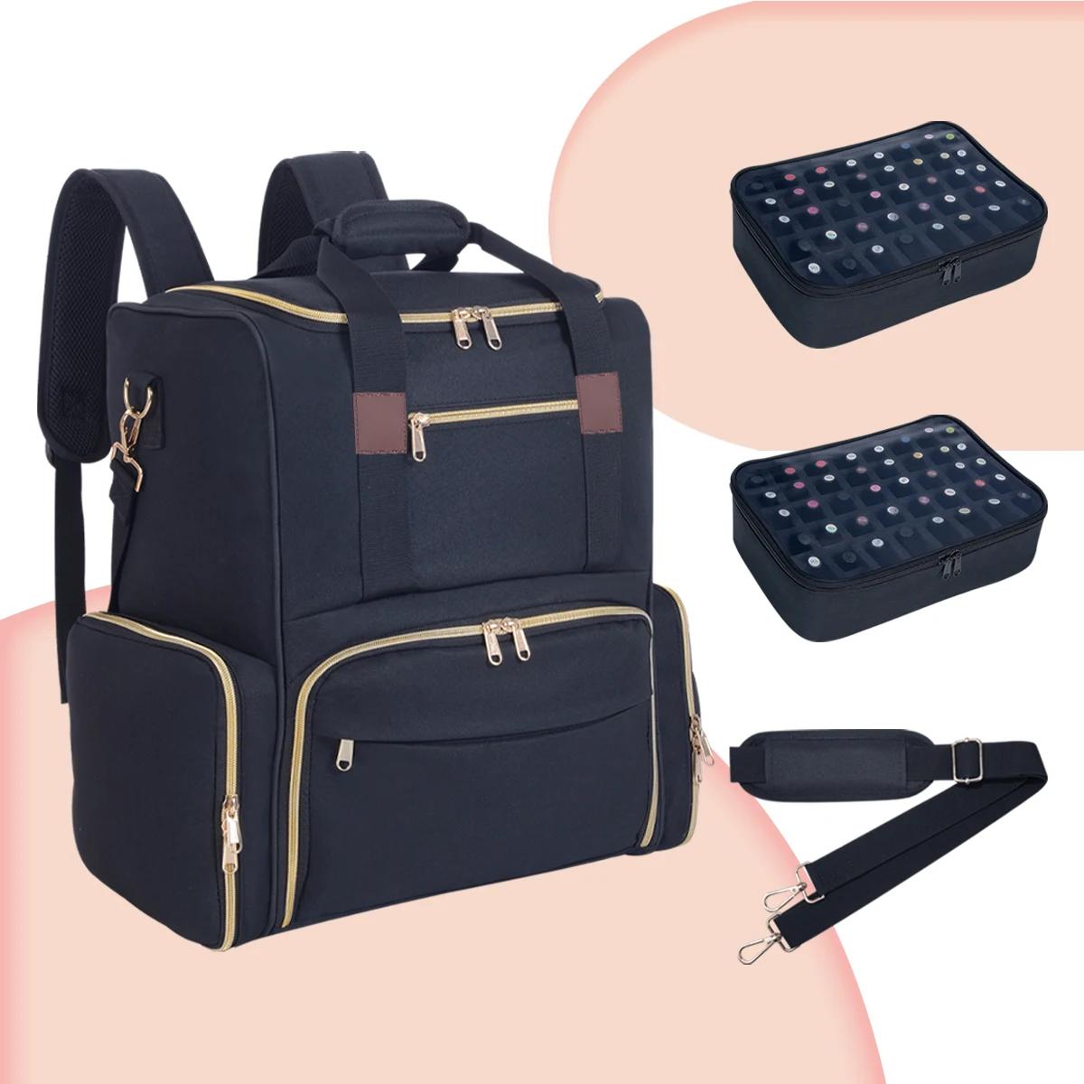 UOZL – sac à dos organisateur de vernis à ongles, contient 80 bouteilles et une lampe à ongles, four