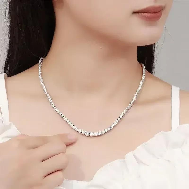 Collier en argent Sterling 925, chaîne en Zircon pour femmes, mode Simple, bijoux de fiançailles, de