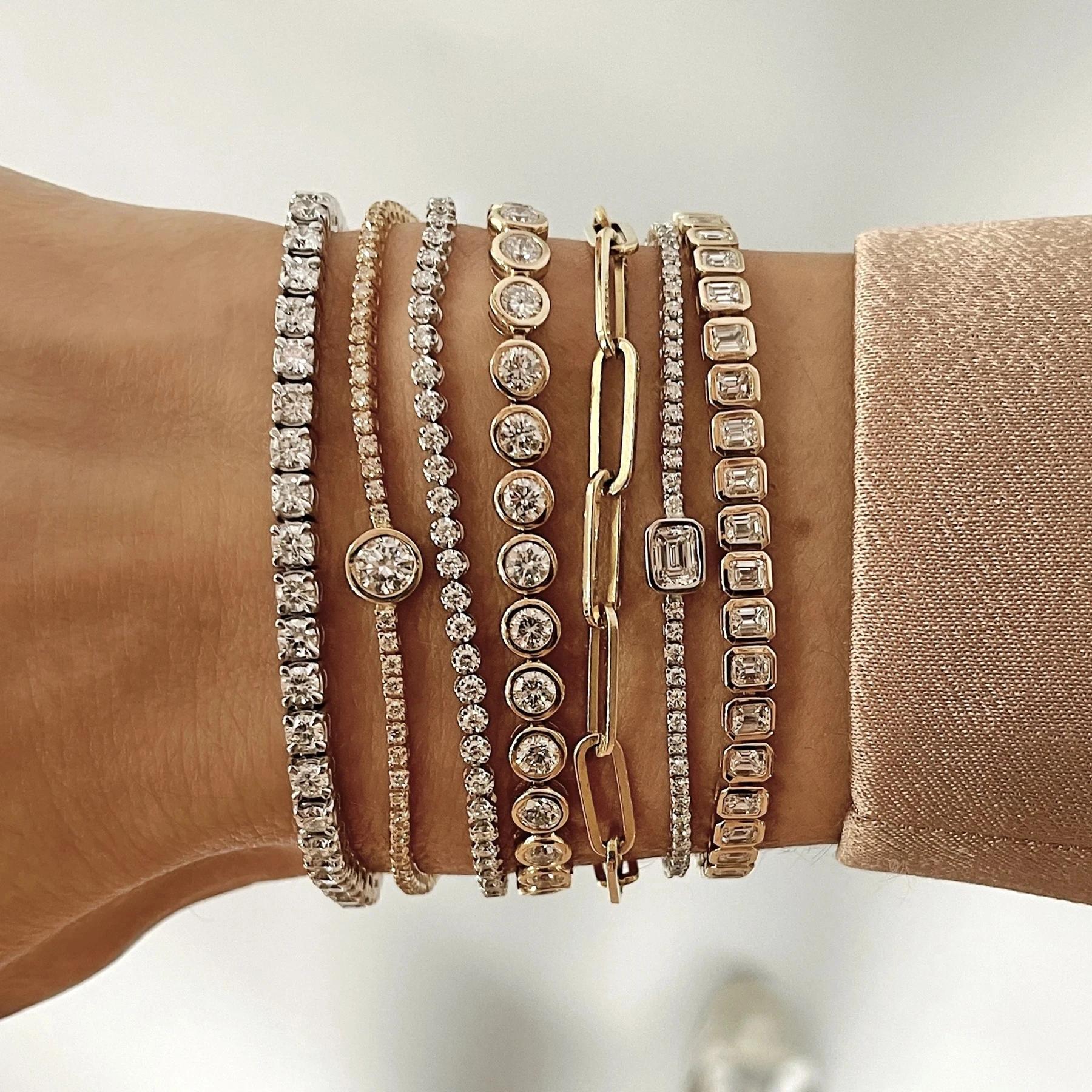 Bracelet en zircone cubique 5A CZ, lunette géométrique de différentes formes, chaîne de Tennis, bijo