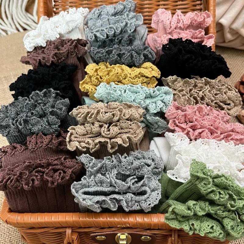 Chaussettes hautes à volants pour enfants de 0 à 8 ans, chaussettes longues en coton doux avec fleur