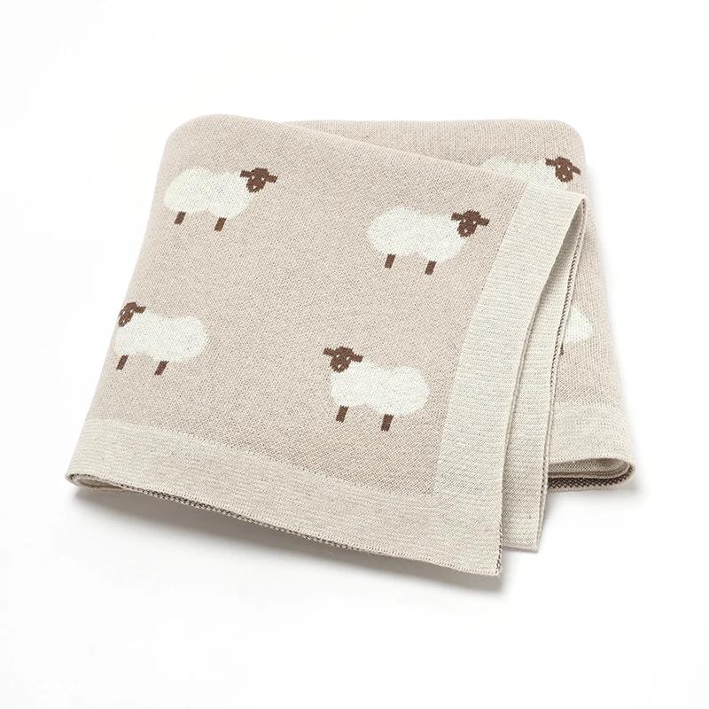 Couverture bébé coton tricotée 90x70cm - Lange emmaillotage poussette tapis réception nouveau-né