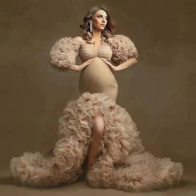 Robe longue en tulle pour femme enceinte, robes de photographie, vêtements de douche de bébé, vêteme