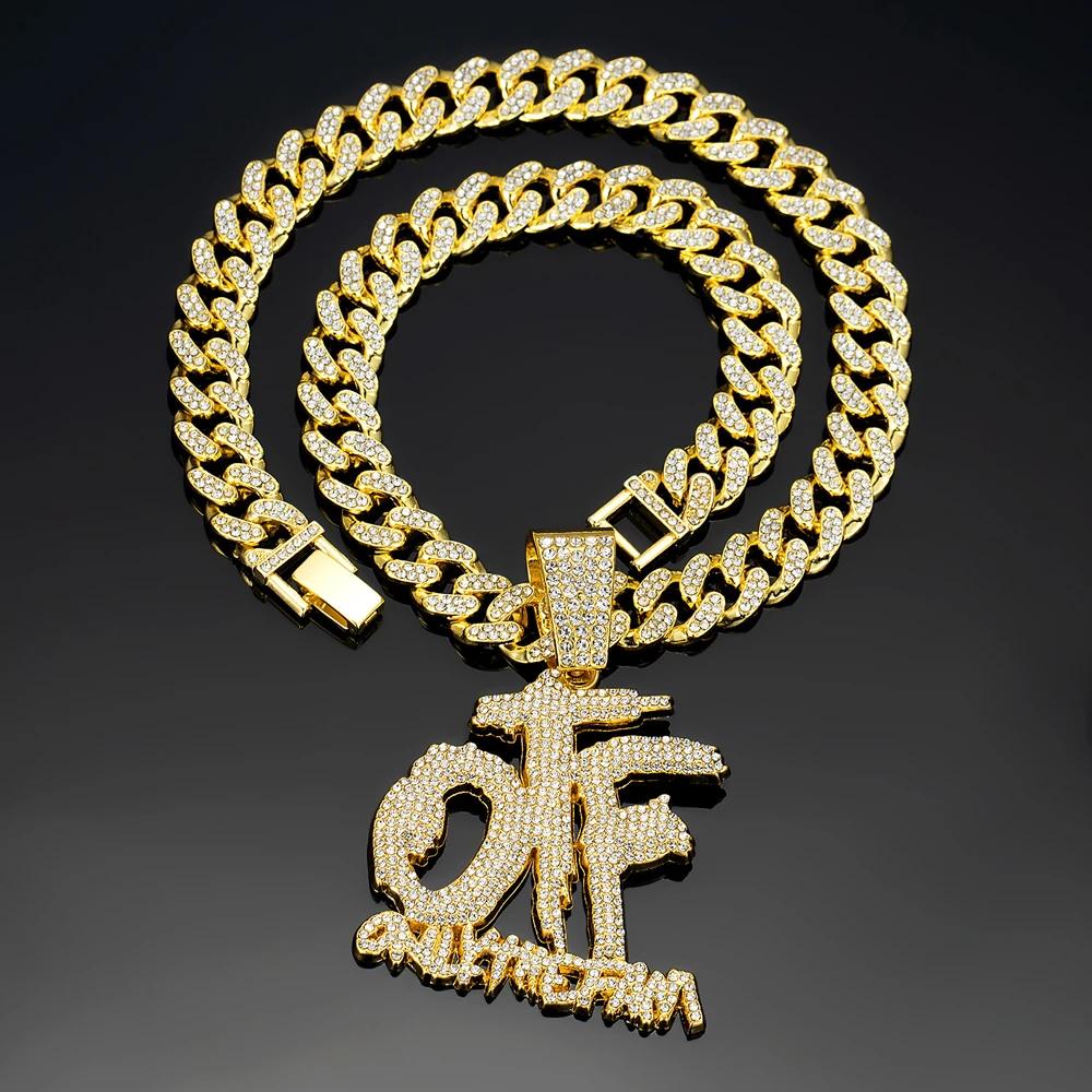 Collier chaîne cubaine avec pendentif lettre anglaise OTF, mode Hip Hop, adapté à un usage quotidien