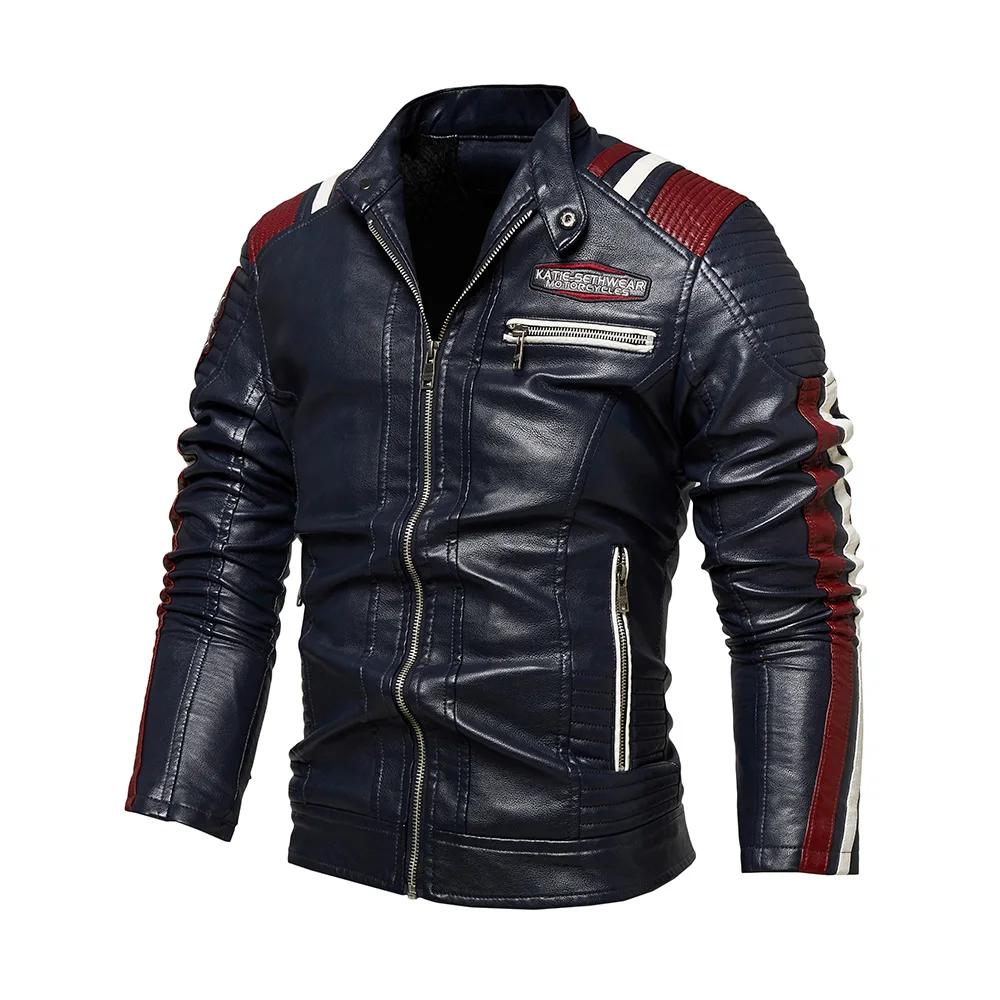 Veste de Moto en simili cuir pour hommes, imperméable, coupe-vent, PU, Bomber Vintage