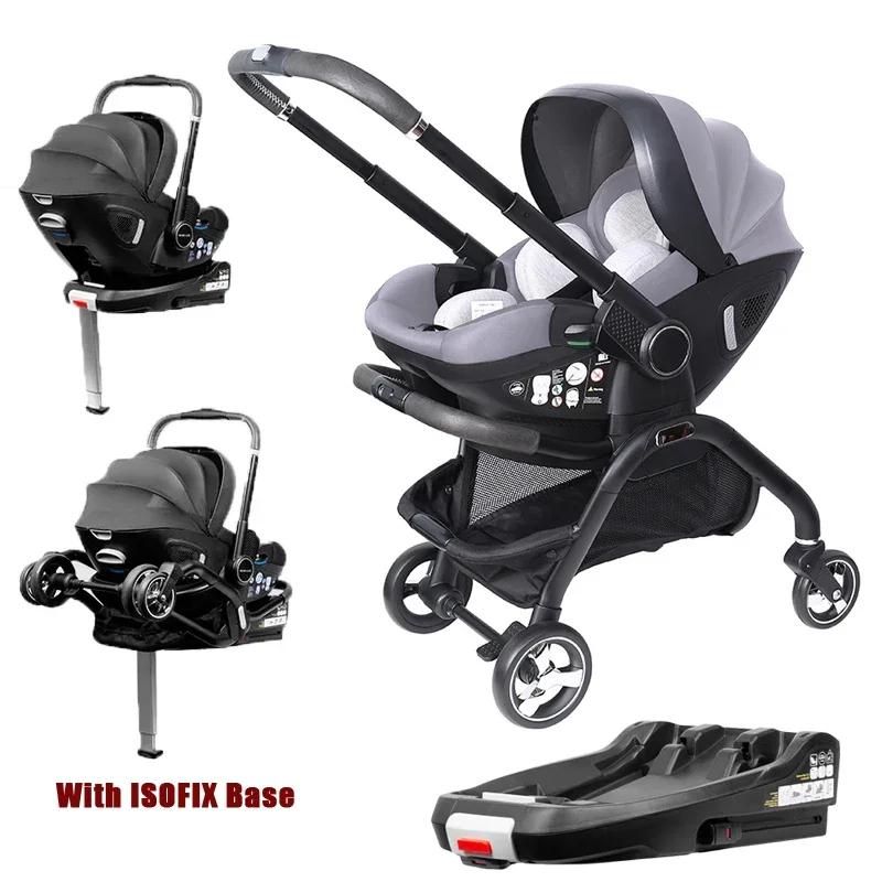 Poussette légère et portable pour nouveau-né, siège auto enfant, poussette bébé de luxe 4-en-1 avec 