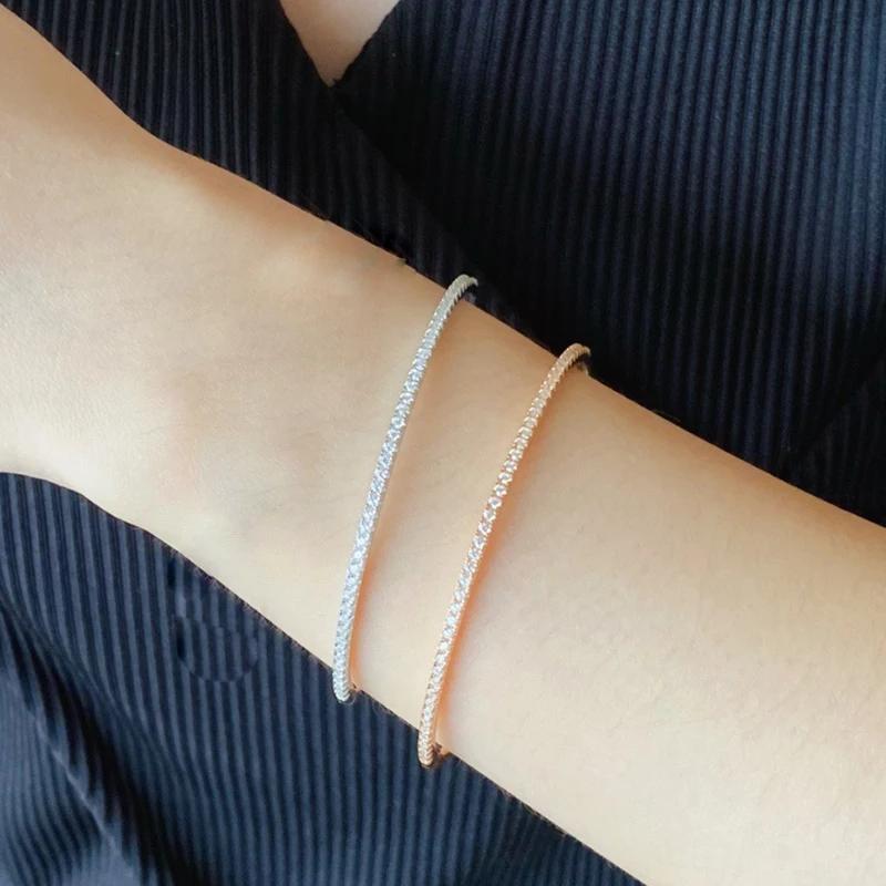 Bijoux en argent Sterling 925 pur pour femmes, marque de qualité, bracelet en or, diamant mobile, bi