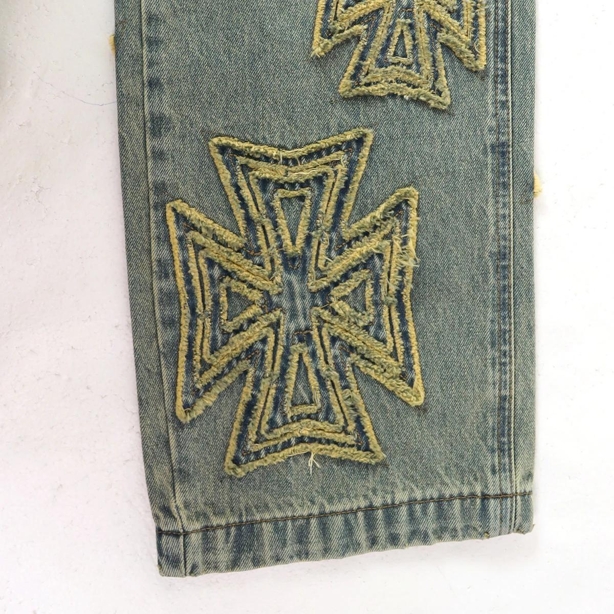 Jean baggy brodé délavé tendance 2026 pour homme – Pantalon cargo ample en denim de coton coupe droi