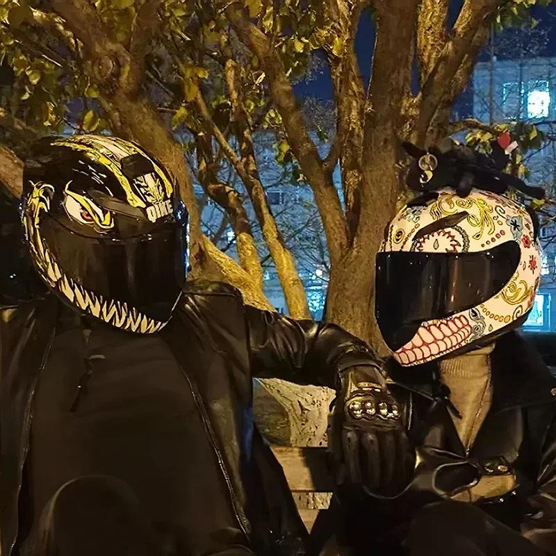 Casque de protection unisexe pour moto, lentille pour touristes, casque de sécurité en coupe transve