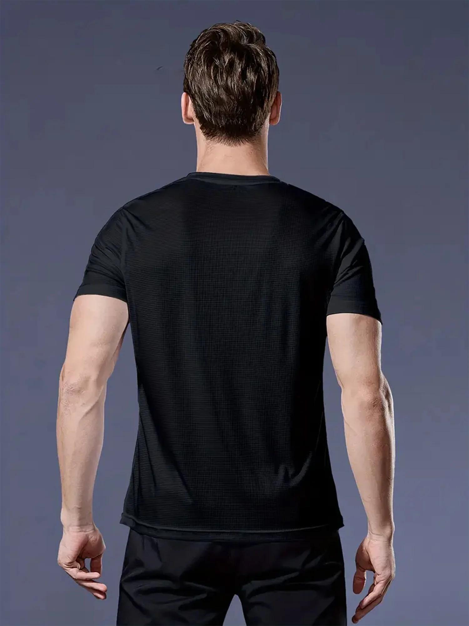 Crew T-Shirt10Pcs Noir Ultraléger Hommes Séchage Rapide Respirant Sweat-Shirt pour Fitness Gym Cours