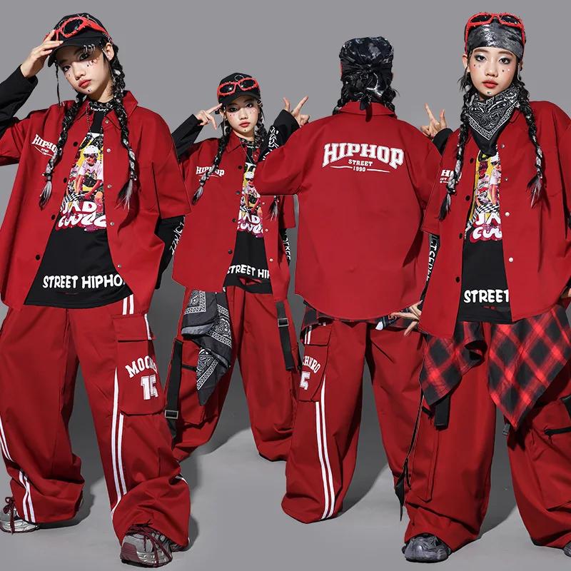Sweat-shirt à la mode Hip Hop pour garçons, pantalon cargo pour danse de rue, haut K-pop pour filles