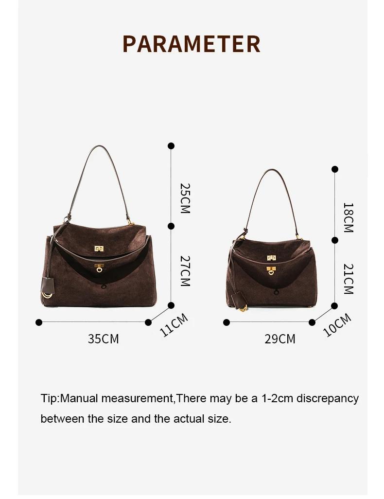 Sac à main en daim pour femmes, sac à bandoulière de grande capacité, fourre-tout simple, sac à main