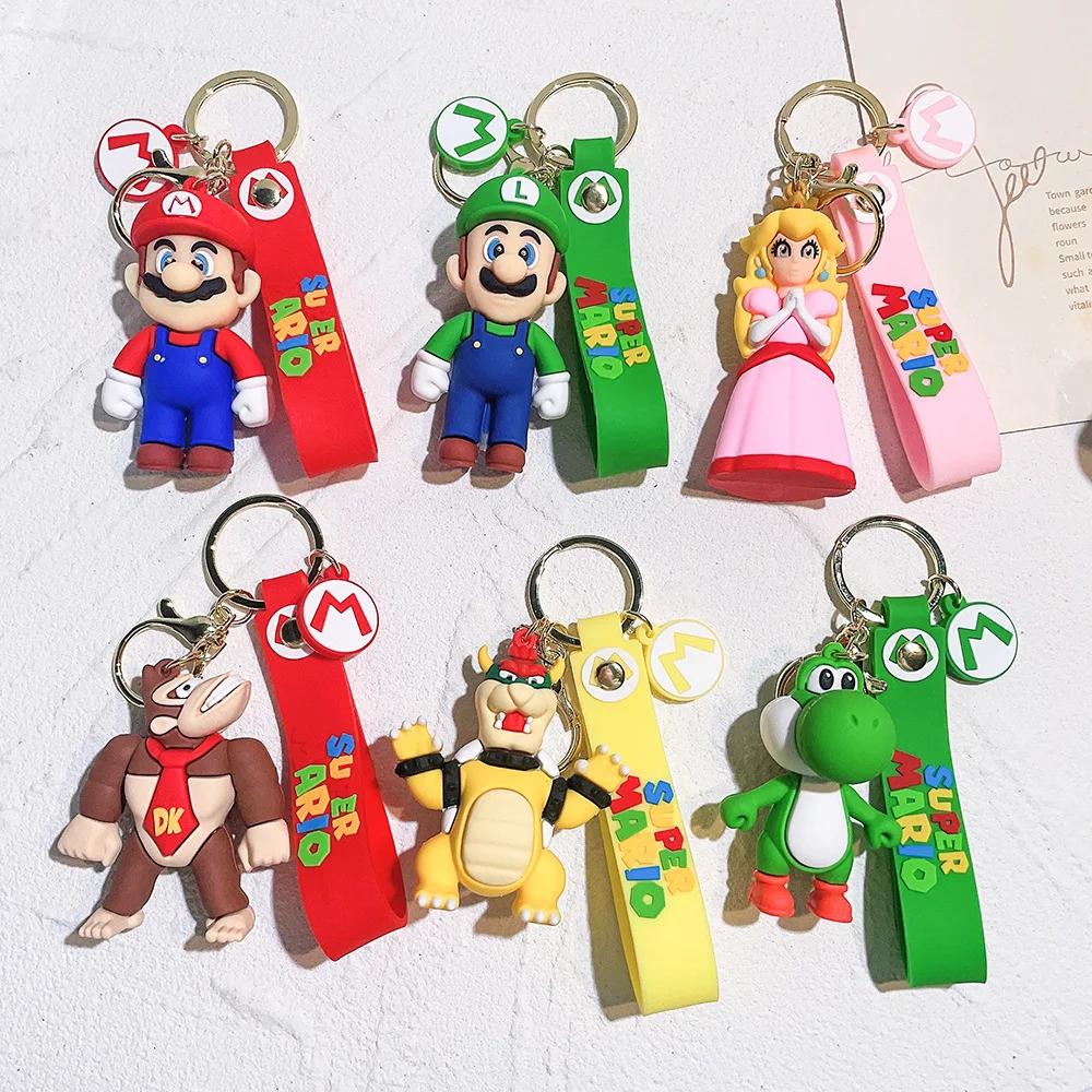 19 Styles Anime porte-clés Mario Bros Luigi crapaud Bowser figurine modèle PVC dessin animé sac poup