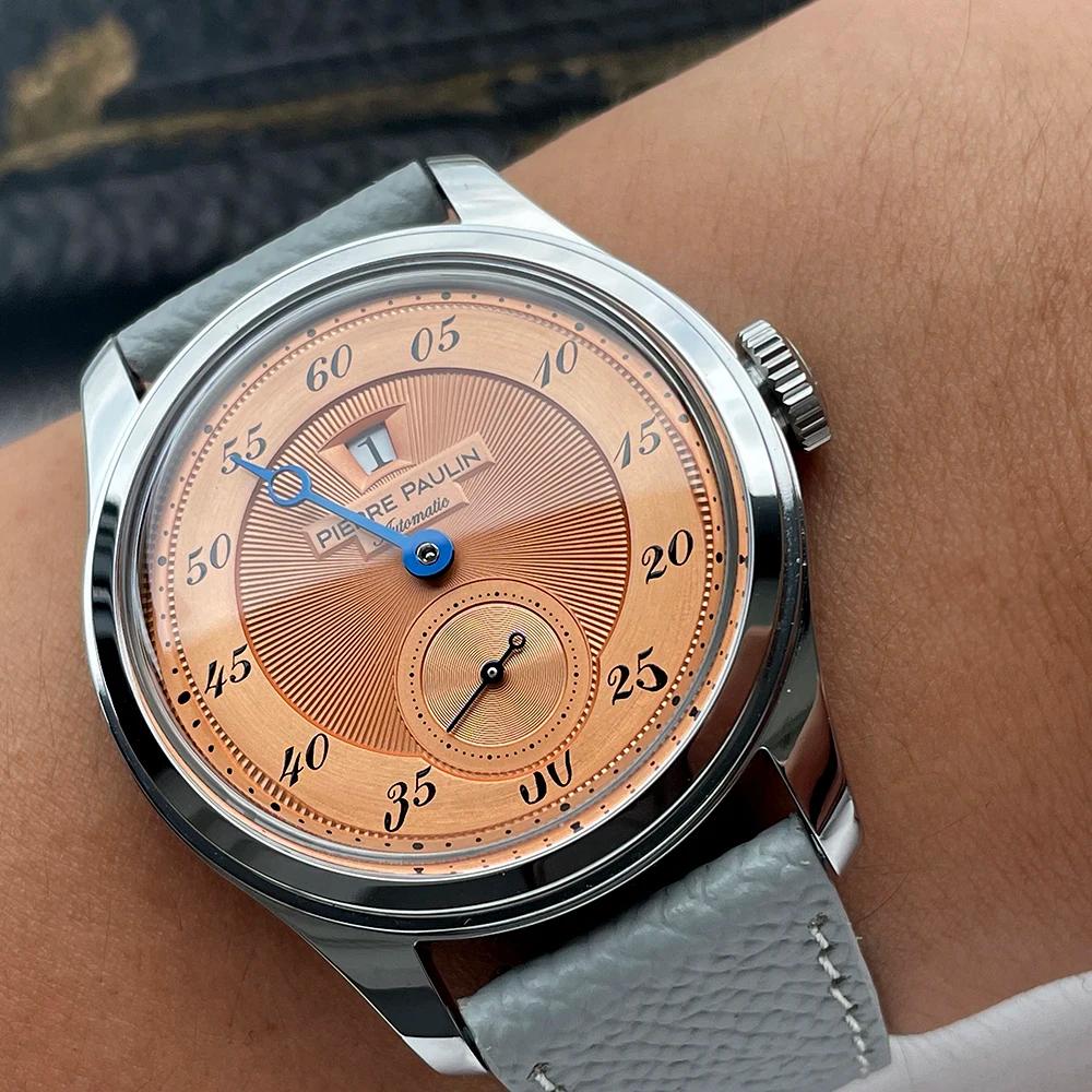 Spot marchandises nouveau Pierre Paulin Jumping Hour hommes montre saumon cadran automatique St17 mo
