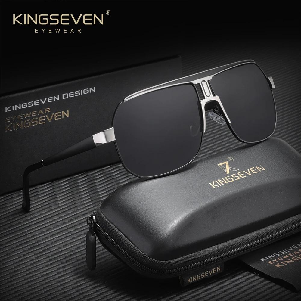 KINGSEVEN Lunettes de soleil de luxe modernes pour hommes et femmes, polarisées UV400, monture large