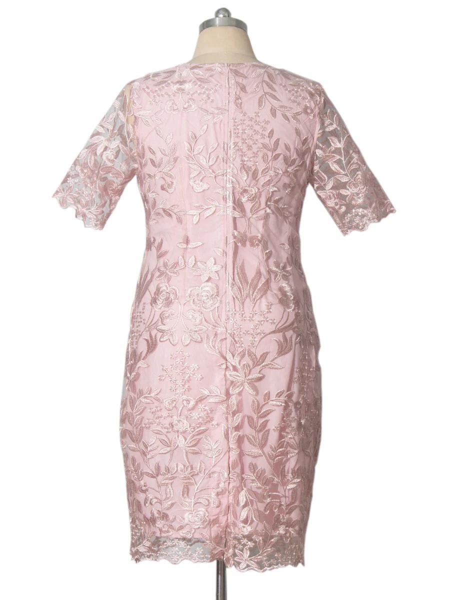 Robes d'été grande taille 4xl 5xl pour invités de mariage, manches courtes, dentelle florale, élégan