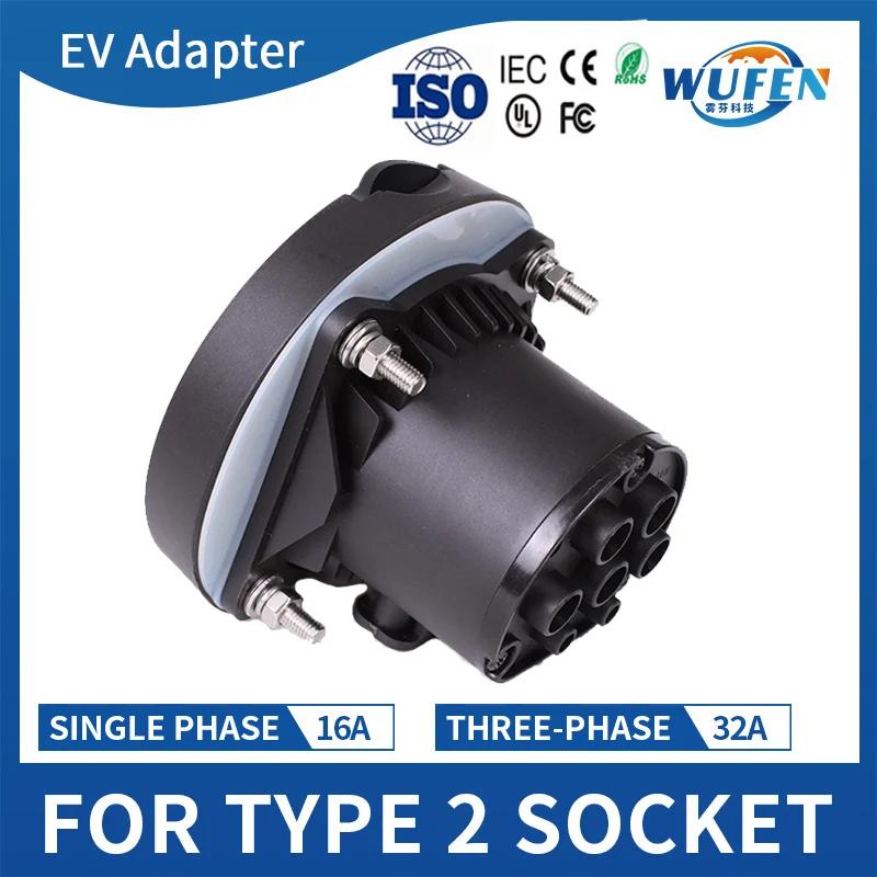 WUFEN Type 2 connecteur de prise femelle prise CE IEC 62196-2 32A 3P 22KW 4 points fixe AC EV charge