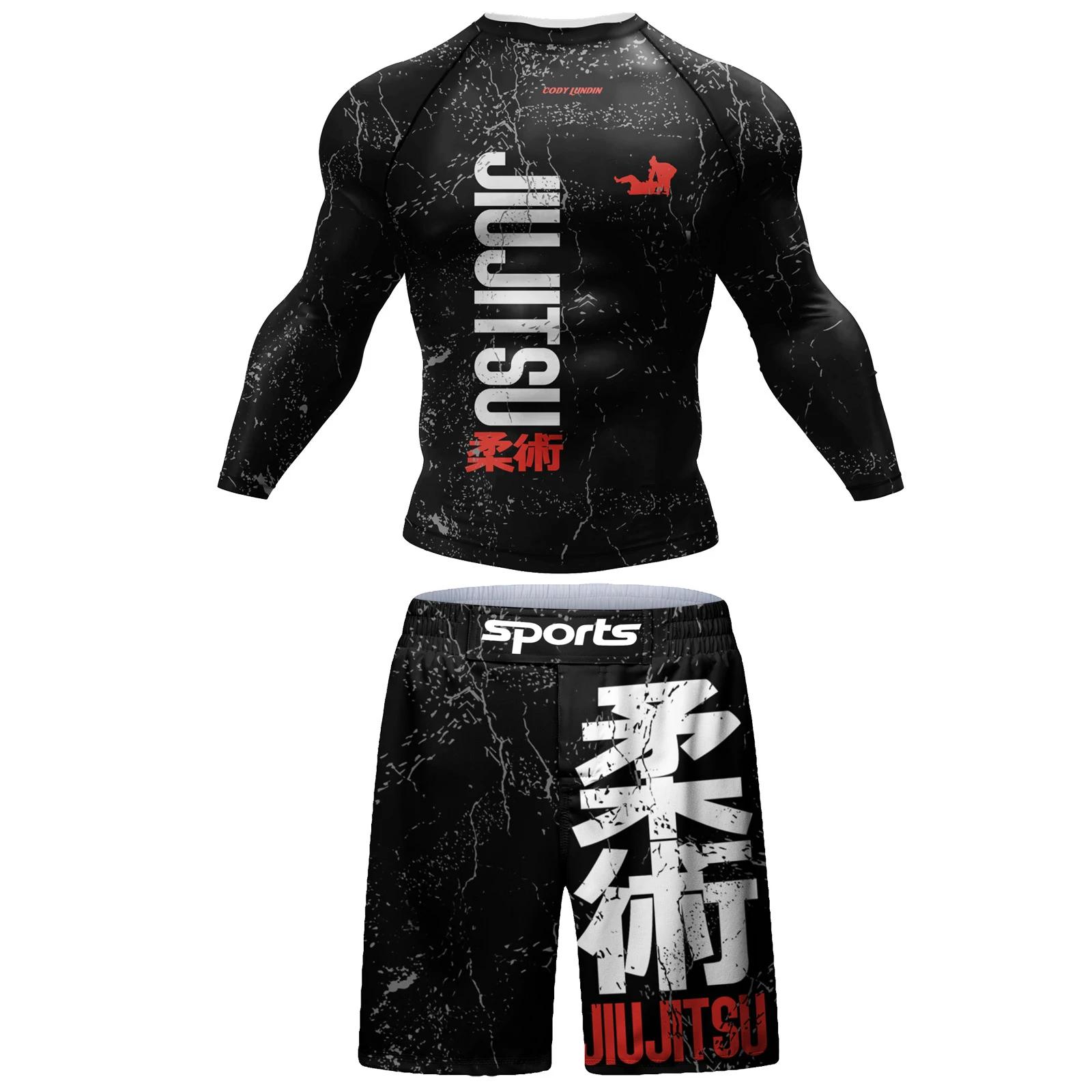 MMA Compression vêtements de Fitness hommes Jiu Jitsu Rashguard Sportsuit Muay Thai MMA Shorts anti-