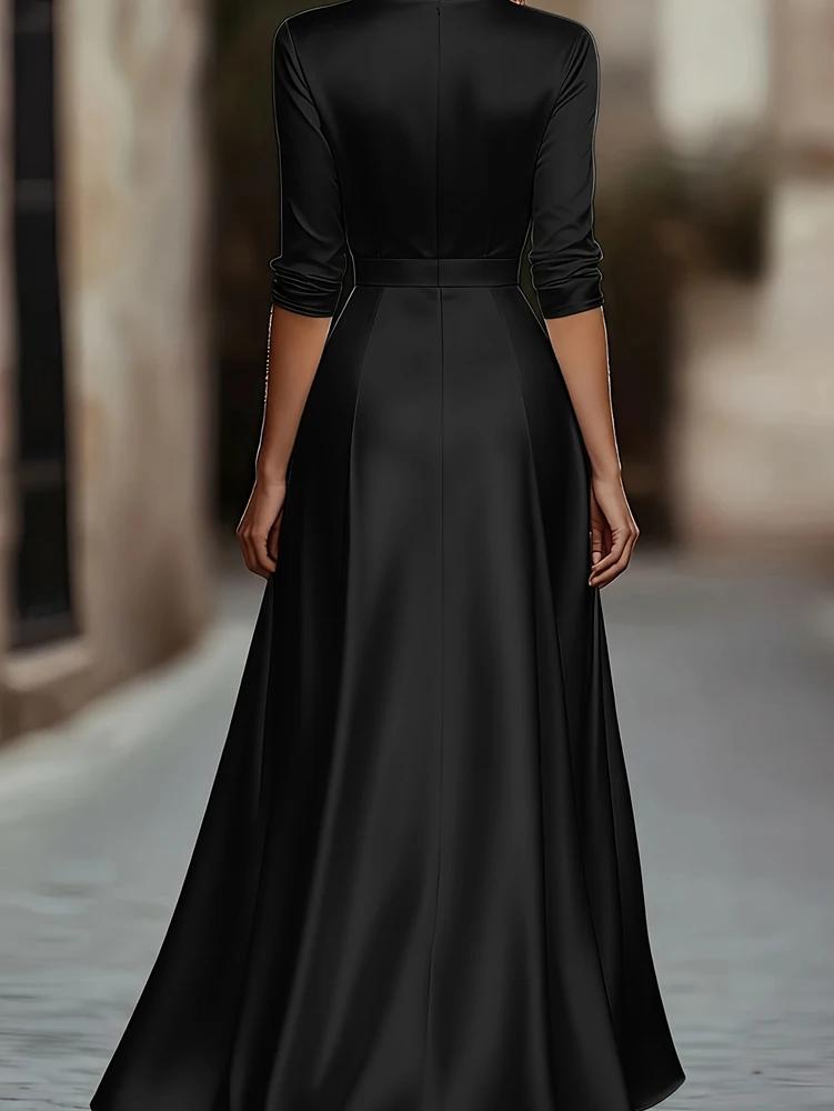Collection Printemps/Automne : Robe de soirée élégante d'inspiration française, à col en V, à manche
