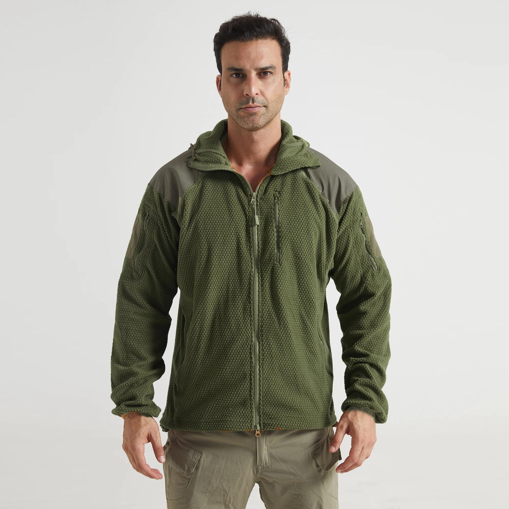 Veste tactique militaire en polaire pour homme, coupe-vent thermique à col montant, manteau de sport