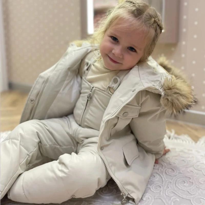 Doudoune et combinaison d'hiver pour enfants, veste épaisse pour bébé, manteau chaud pour filles, co
