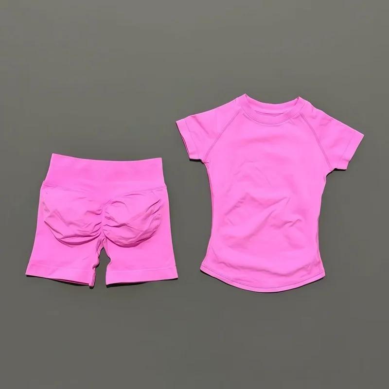 Ensemble de sport HISTELLO 2 pièces, vêtements de yoga sans couture à manches courtes, ensemble de f